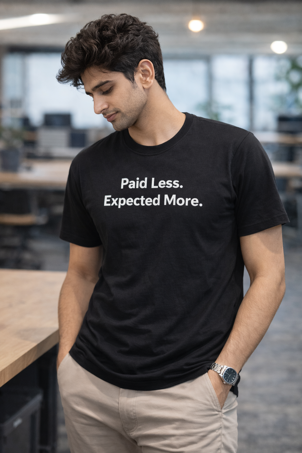 Paid Less. Expected More. Unisex T-Shirt.