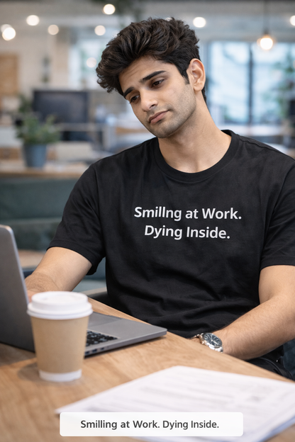 Smiling at Work. Dying Inside. Unisex T-Shirt.