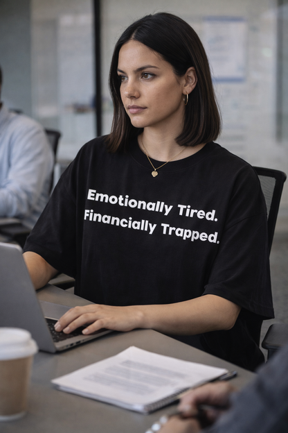 Emotionally Tired. Financially Trapped. Unisex T-Shirt.
